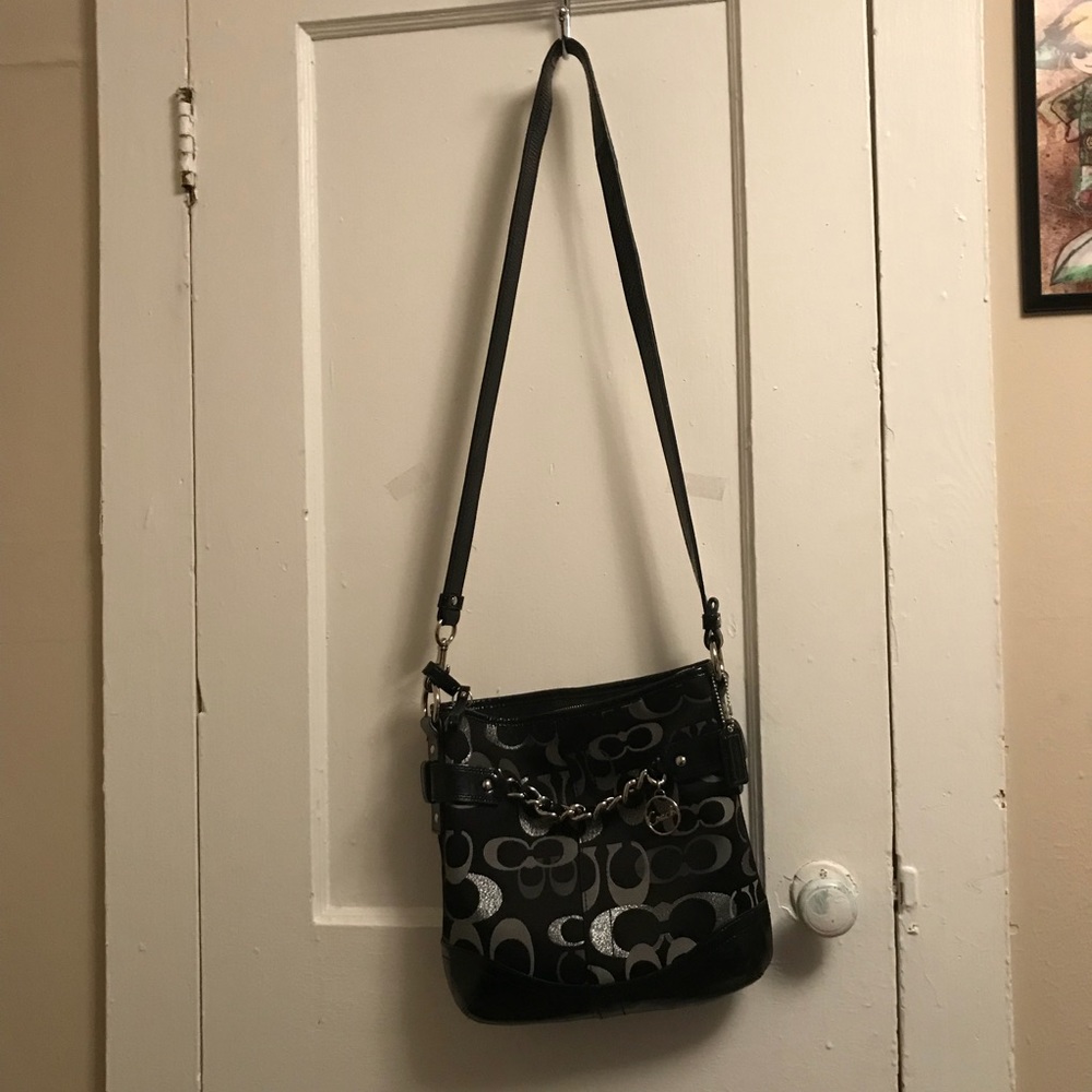 Black & Silver Authentic Coach Cross Body